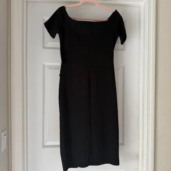 NWT SilkFred-Exclusive Bardot Off Shoulder Dress-Black UK 12, USA 8 - Picture 8 of 10